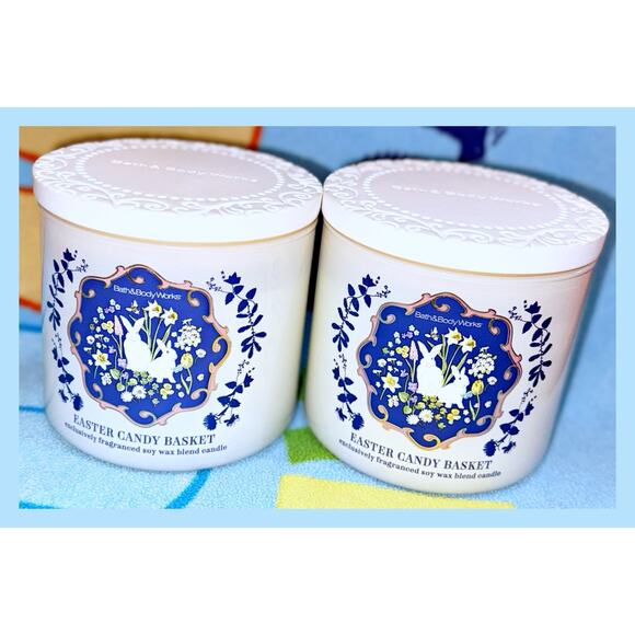 Lot of 2 Bath & Body Works Easter Candy Basket Large 3-Wick Candle 14.5oz - Picture 2 of 5